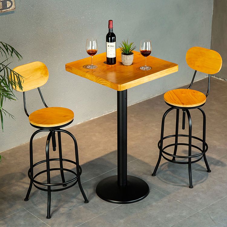 1/2/3 Pieces Industrial Solid Wood Bar Table Set Round Bistro Set