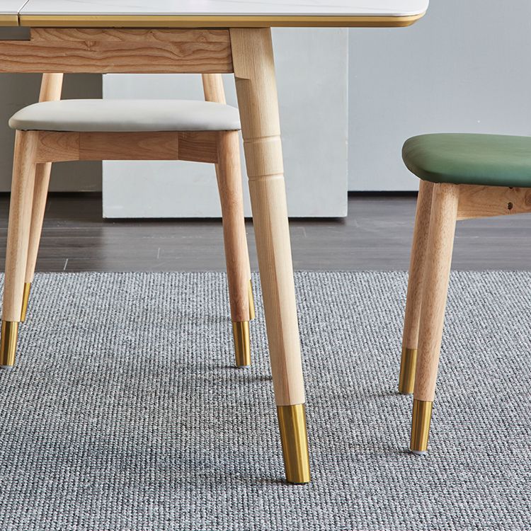 Rectángulo 4 patas Mesa de lujo Tabla blanca extensible con piedra sinterizada