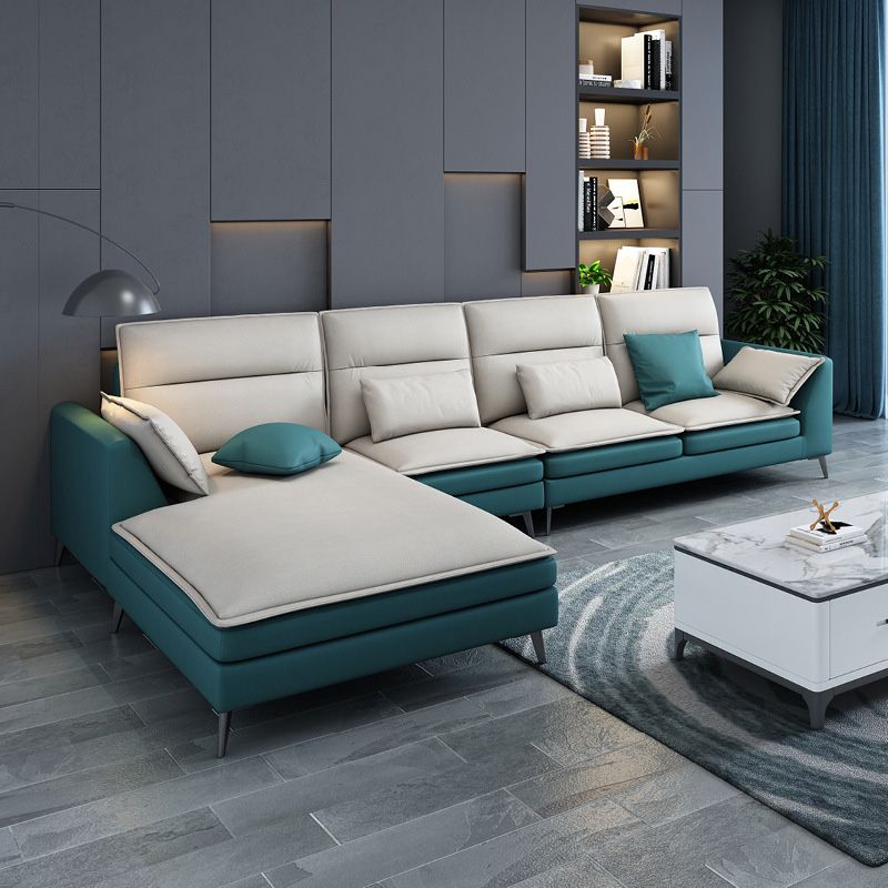 68" Wide Scandinavian Sectional Sofa Cushion Back 4 Pillows Sleeper Sectional