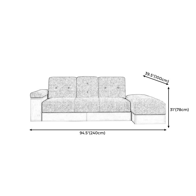 94.49" W √ó 39.37" D √ó 30.71" H Linen Blend One Arm Sectional with Storage