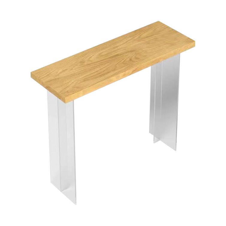 Rectangle Solid Wood Bar Height Table Contemporary Acrylic Double Pedestal Bar Table