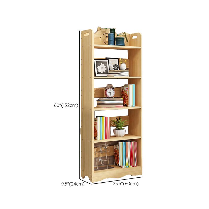 Modern Vertical Wooden Shelf Bookcase Shelves Included Natural Bookshelf for Home