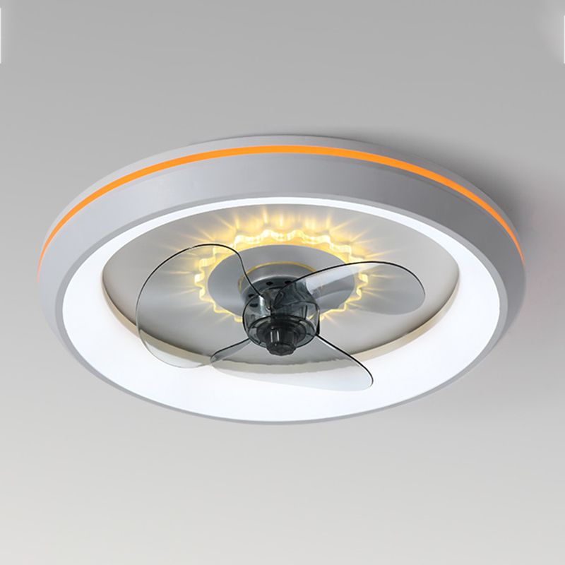 Metal Round Ceiling Fan Light Modern Style 1 Light LED Flush Light