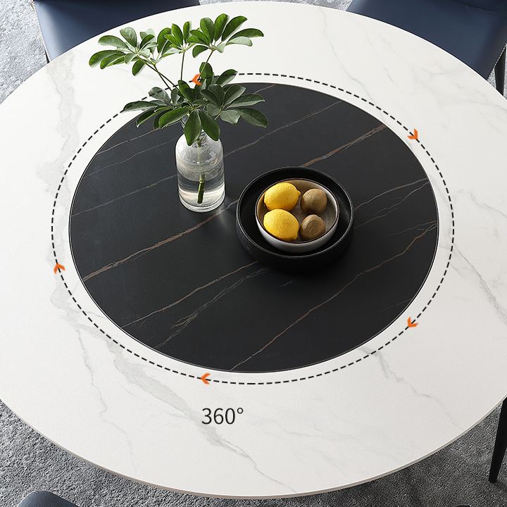 Contemporary Sintered Stone Round Table Set 1/4/7 Pieces Dining Set