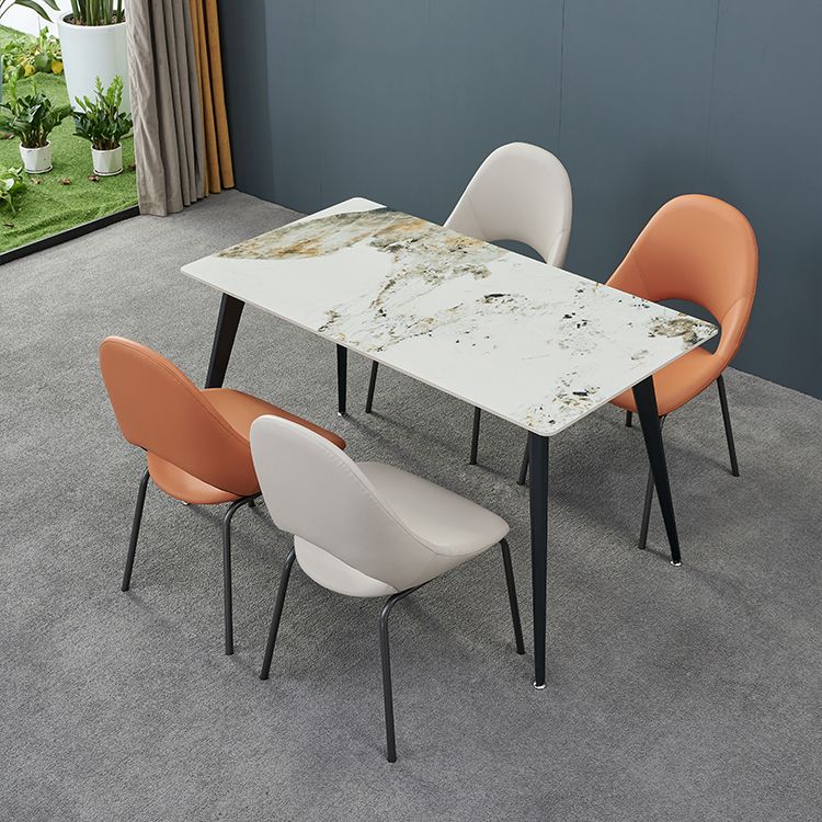 Industrial Dining Chair with Metal Legs Open Back Side Chair for Home