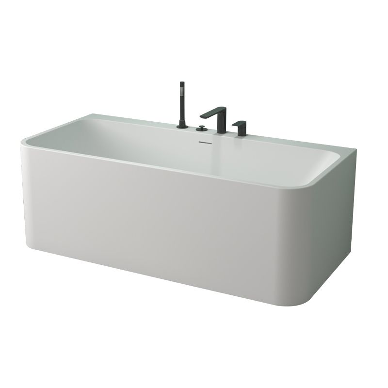Modern Stone Rectangular Tub Soaking 22.05" Wide Bath with Overflow Trim Bath