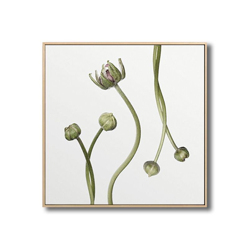 Rural Blossoming Flower Canvas Print Soft Color Textured Wall Art for Sitting Room