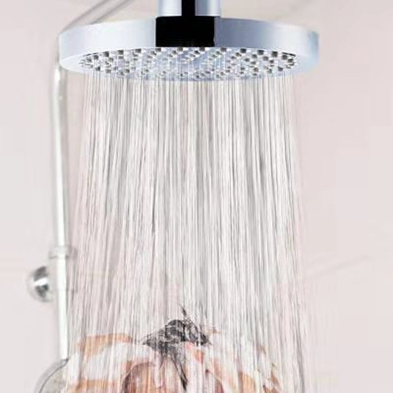Contemporary Shower Combo Fixed Shower Head Stainless Steel Wall-Mount Round Shower Head