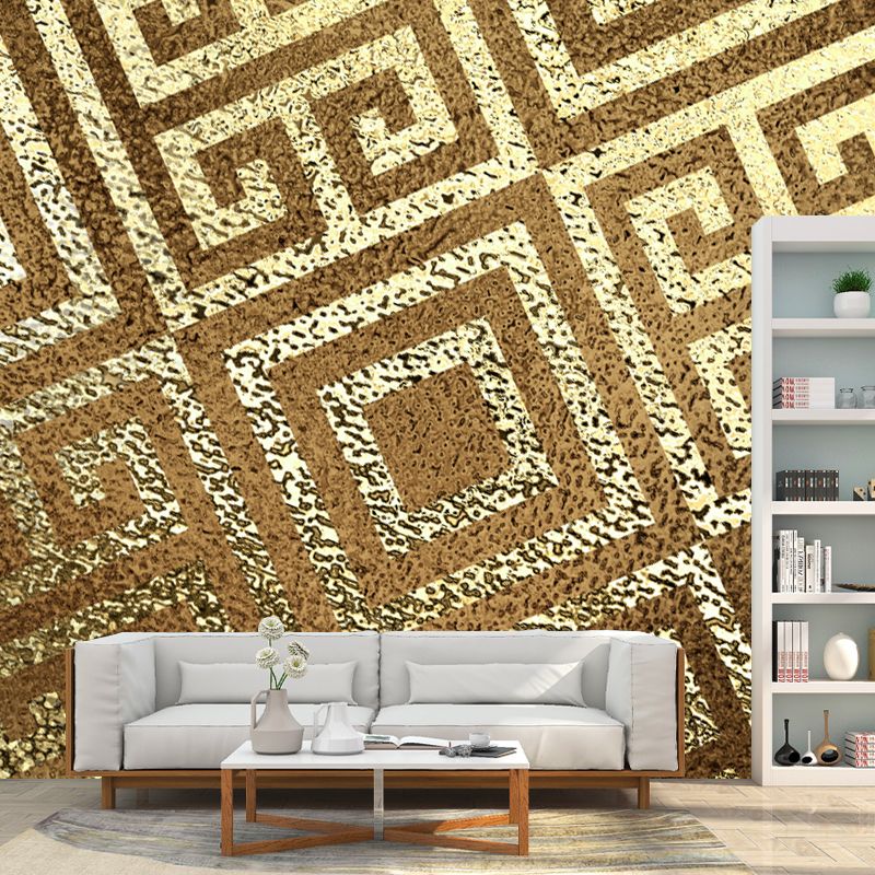 Symmetric Foil Mural Decal Art Deco Non-Woven Cloth Wall Covering in Gold for Home
