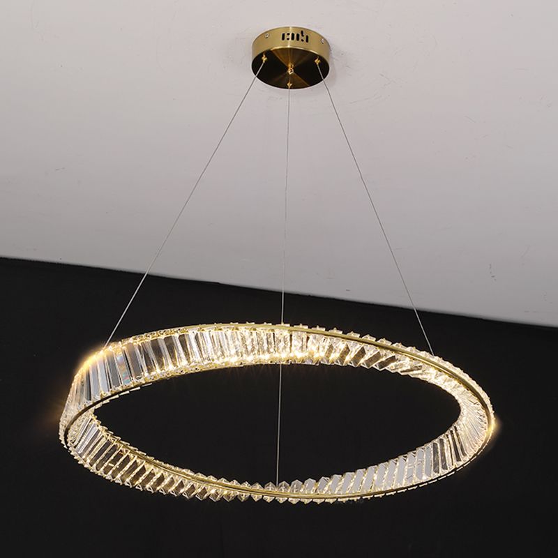 Contemporary Style Ceiling Lighting Ring Crystal in Gold LED Ceiling Fixture