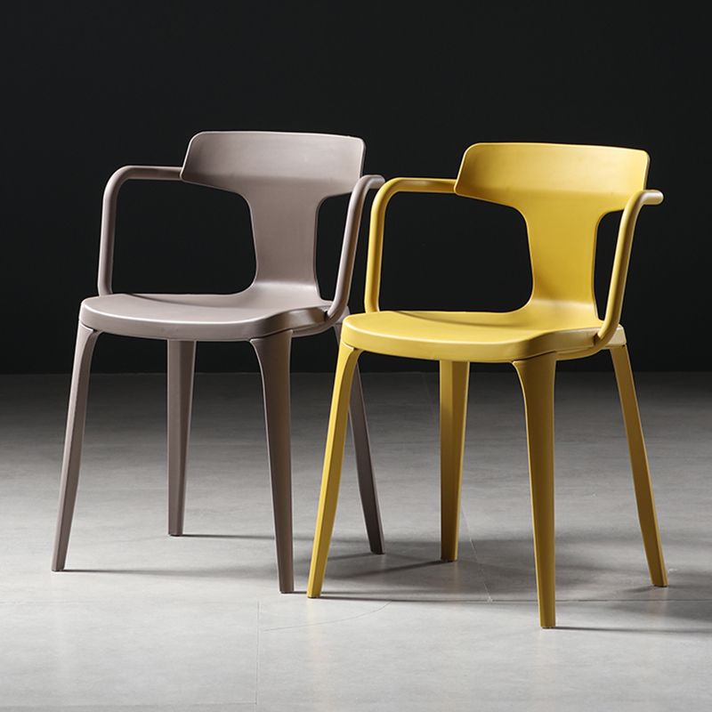 Chaises de salle à manger en plastique de style contemporain, chaises latérales à bras pour cuisine