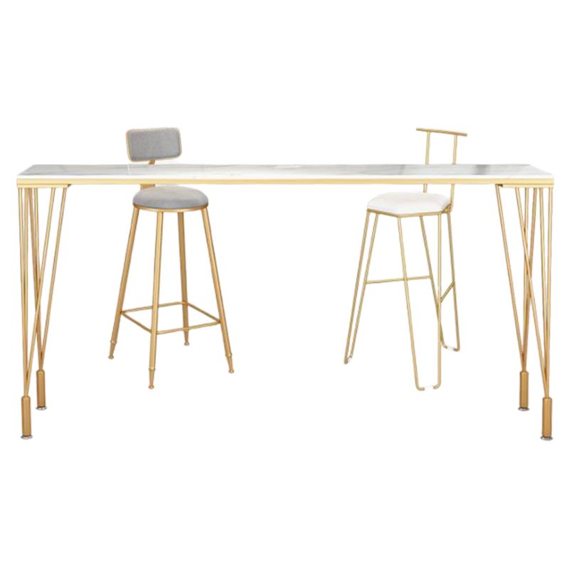 Glam Style Rectangle Bar Table Wood Bar Height Table with 4 Legs