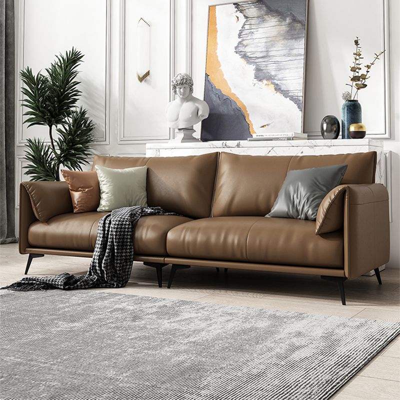 Contemporary Brown Cushions Standard Pillow Top Arm Stain Resistant Sofa