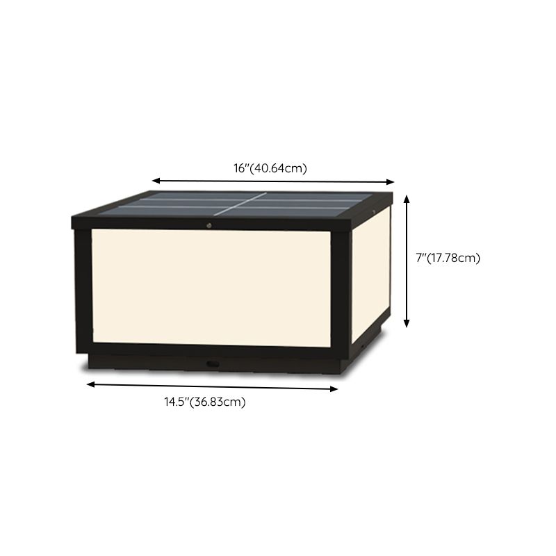 Modern Solar Energy Pillar Lamp Black Square Outdoor Light for Garden