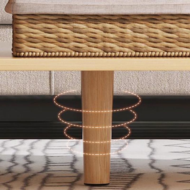 Rectangle Wood Coffee Table 4 Legs Single Coffee Table with Drawer