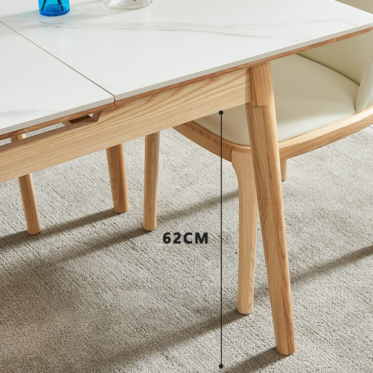 Minimalist Rectangle Shape White Dining Set Sintered Stone Standard Dining Set for Kitchen