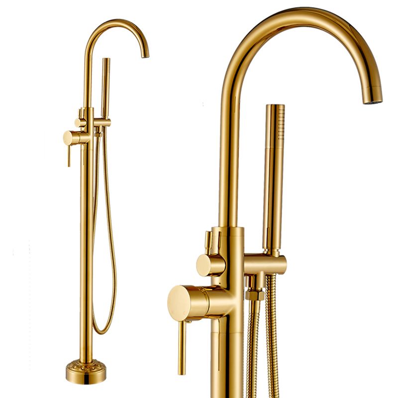 Floor Mounted Metal Freestanding Tub Filler Single Handle Freestanding Faucet with Hose
