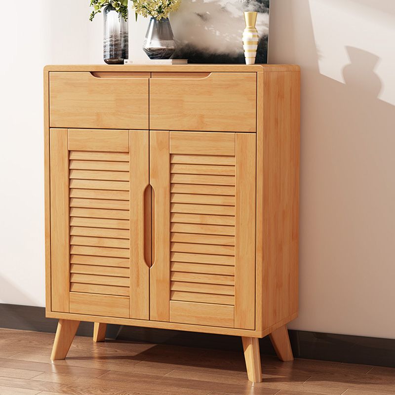 Door and Drawer Accent Cabinet Wood Cabinet in Brown/Natural