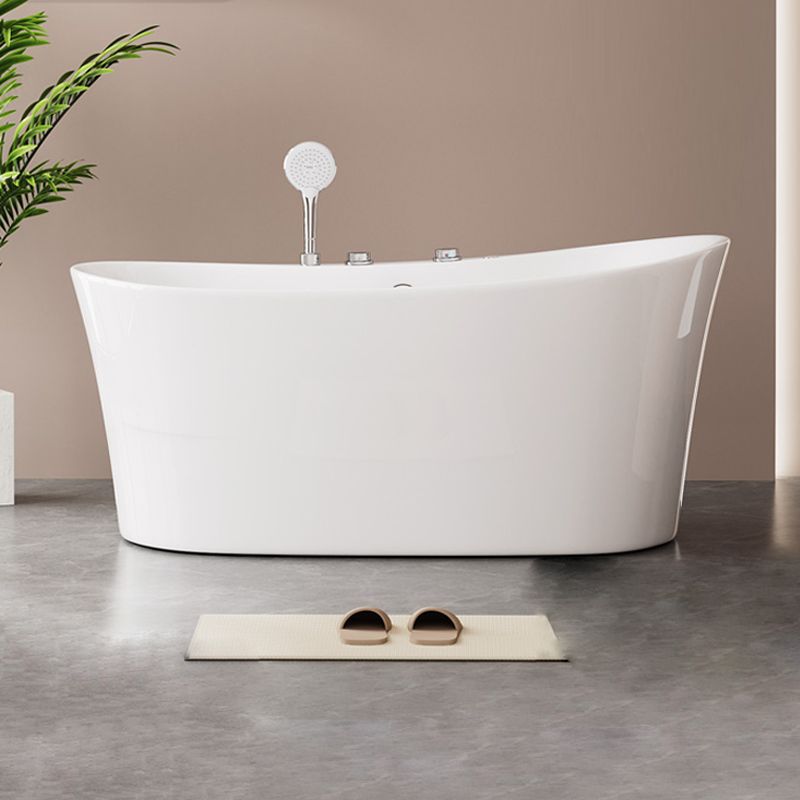 Acrylic Freestanding Bathtub Oval Modern Back to Wall Soaking Bath