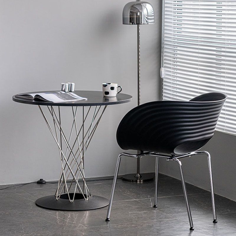 Industrial Style Open Back Dining Side Chair Plastic Dining Armless Chairs with Metal Legs