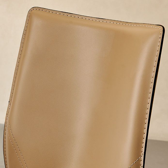 Contemporary Leather Dining Chair Armless Solid Back Chair for Home Use
