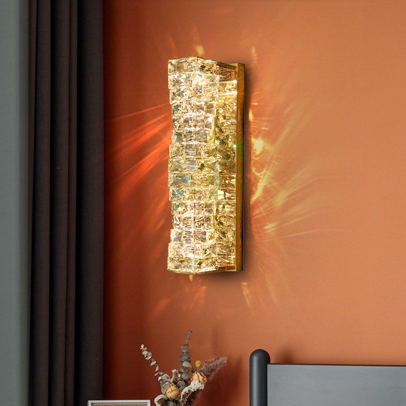Modern Luxury LED Wall Sconce Crystal Rectangular Wall Lamp for Bedroom