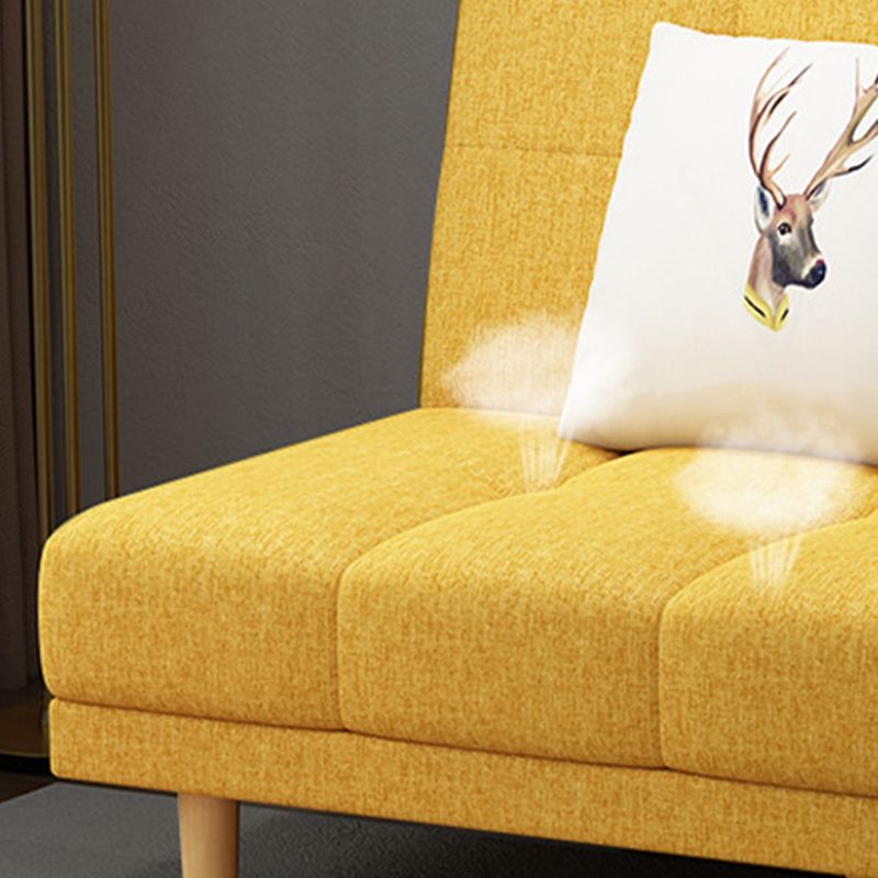 Scandinavian Biscuit Back Settee Armless Faux Leather/Cotton Blend Couch