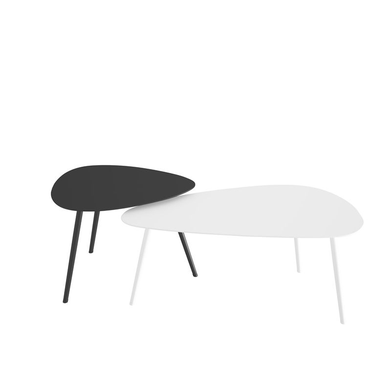 3 Legs Base Metal Black/white Base White/black Free Shape Coffee Table