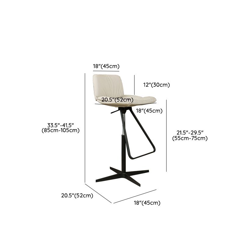 Industrial Style Adjustable Bar Stool Leather Counter Bar Stool for Home