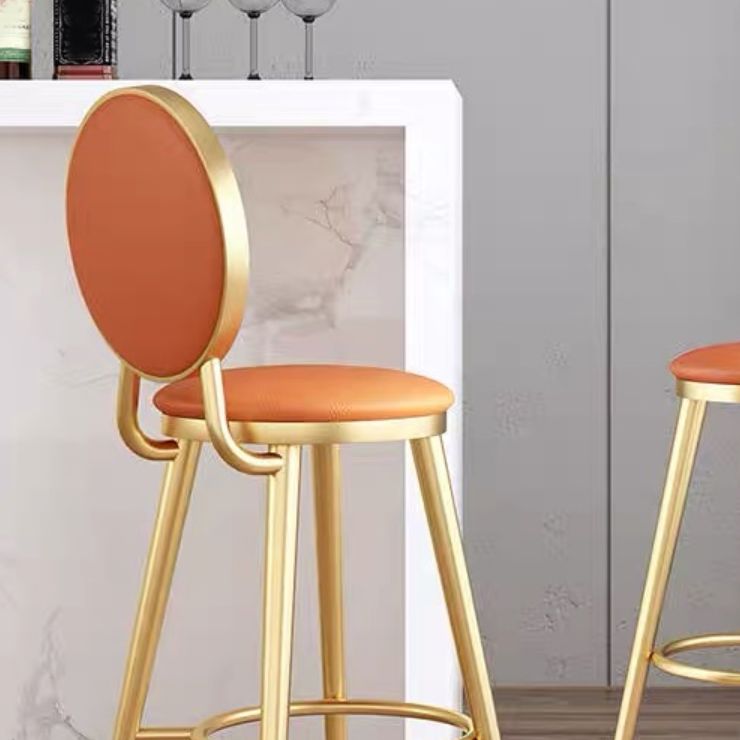 Faux Leather Counter Bar Stool Orange and Gold Bar and Counter Stool