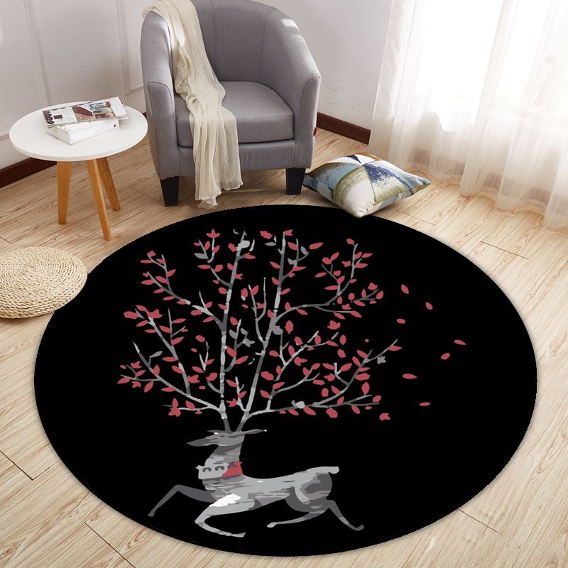 Modern Cartoon Print Rug Multi-Color Polyster Area Rug Anti-Slip Backing Machine Washable Carpet for Kids Room