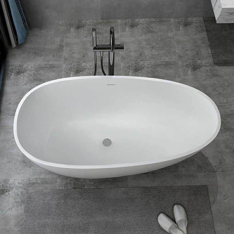 Modern Style Oval Freestanding Bathtub Stone Bathtub with Overflow Trim