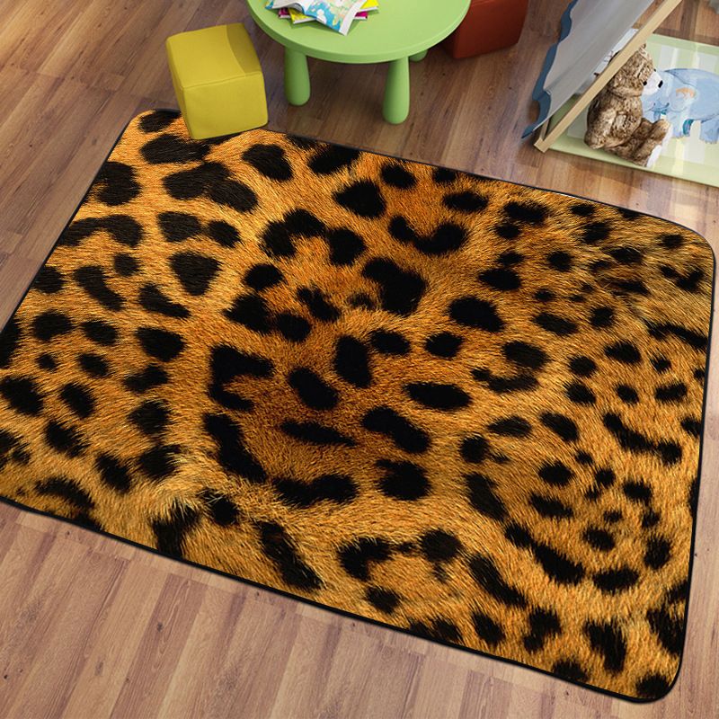 Orange Tone Modern Indoor Rug Polyester Tiger Print Carpet Easy Care Rug for Home Decoration