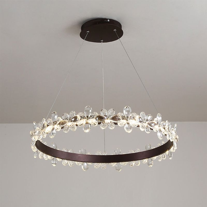 Lámpara circular de la escalera flores cristal