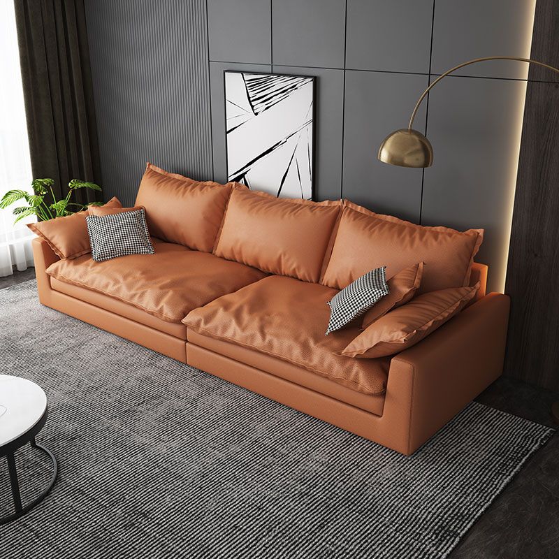 29.53" H Faux Leather Square Arm Modern Sofa with Cushions for Living Room