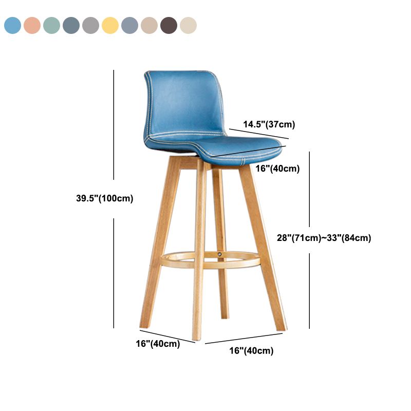 Contemporary Home Low Back Stool Matte Finish Leather Barstool