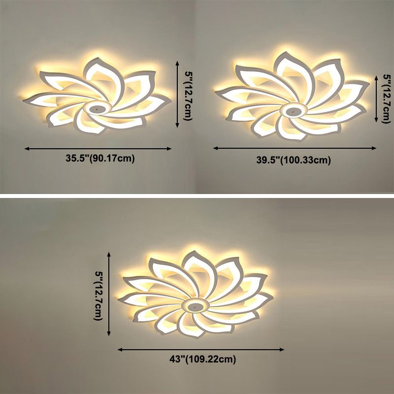 Flower Semi Flush Mount Light Fixture Simplicity Acrylic Ceiling Mount Chandelier for Bedroom