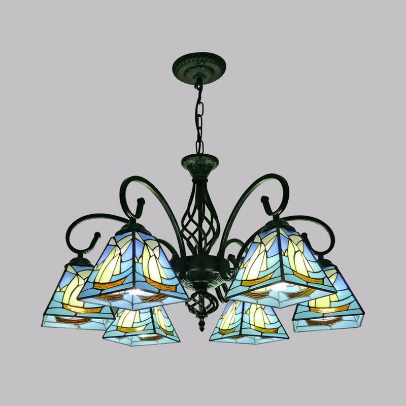 Piramide ombra lampadario a sospensione in vetro colorato vetro tradizionale luce sospesa per sala da pranzo