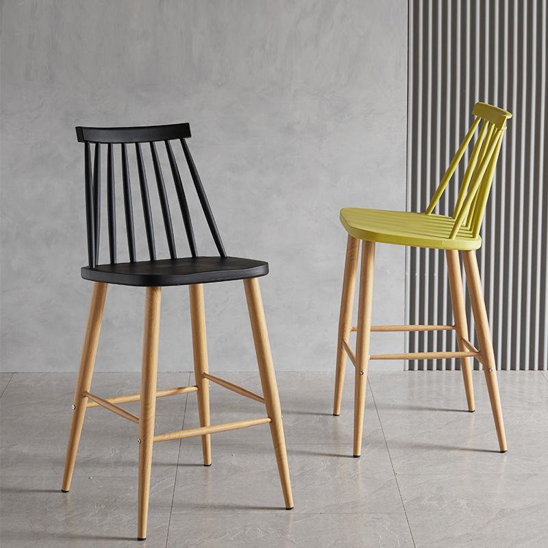 Nordic Plastic Bar-stool Square Seat Counter Bar Stool with Wood Legs