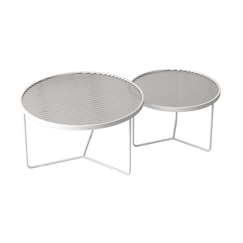 Modern Round Coffee Table Glass Top Nesting Coffee Table Set