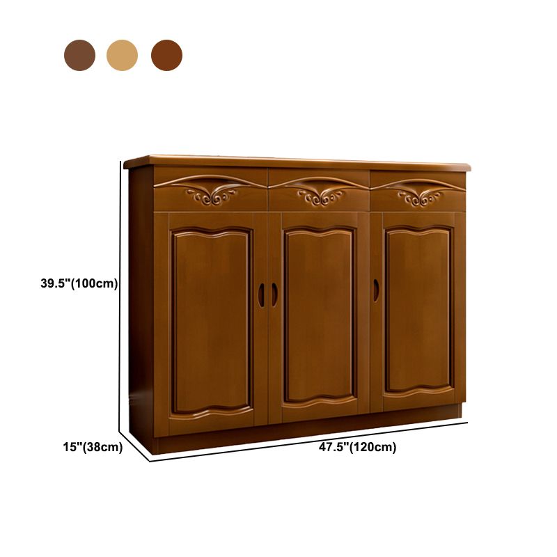Modern Wood Accent Cabinet Grooves Rectangle Cabinet with Drawer