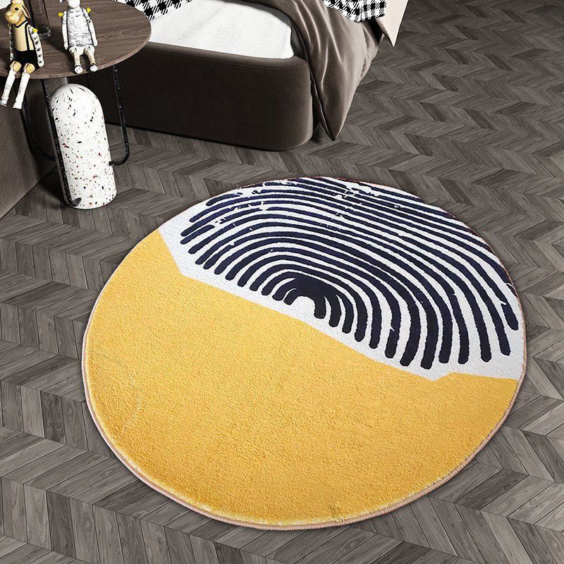 Contemporary Abstract Round Rug Area Carpet Easy Care Machine Washable Indoor Rug