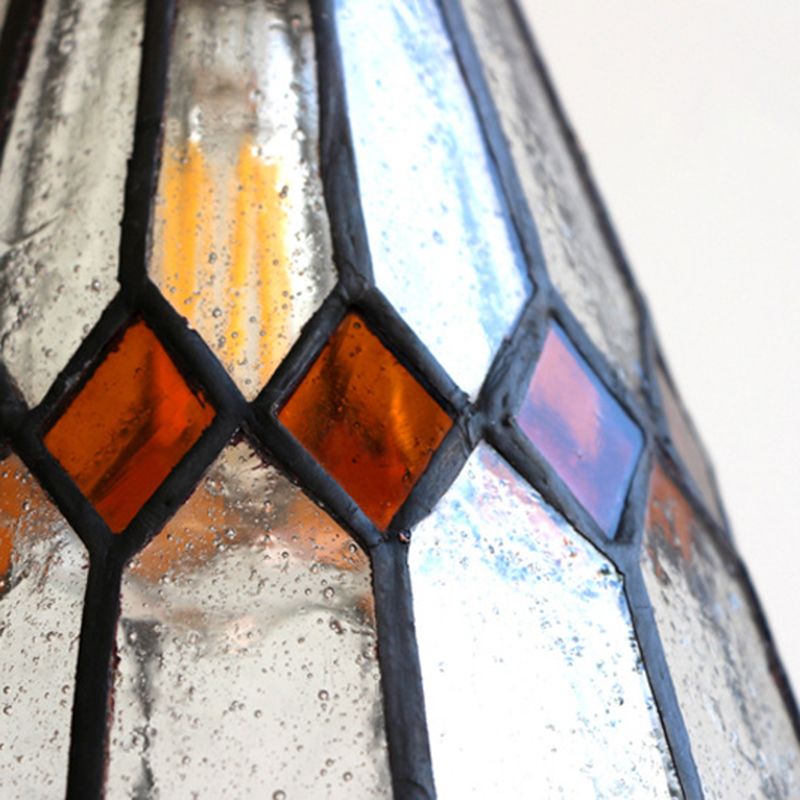 Lámpara colgante cónica vintage 1 Luz de vidrio Tiffany de lámpara de lámpara en latón