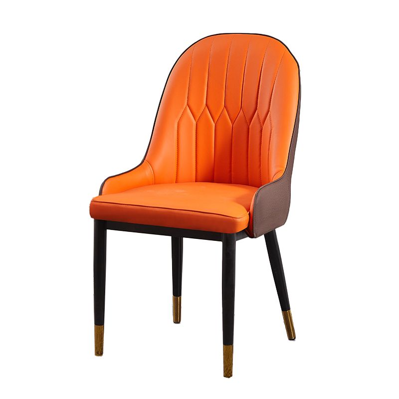 Sillas de comedor de metal Glam, sillones tapizados de piel sintética de tela