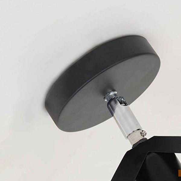 Industrial Flush Light Fixtures Geometric Iron 1 Light Flush Mount Lamps in Black