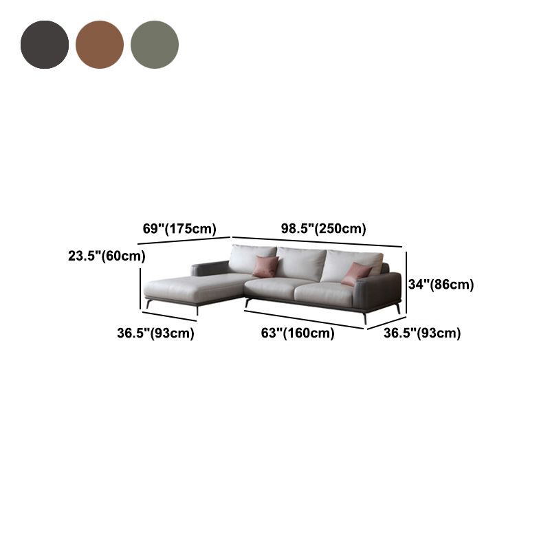Faux Leather Pillow Back Sectionals/Sofa with Square Arm for Living Room