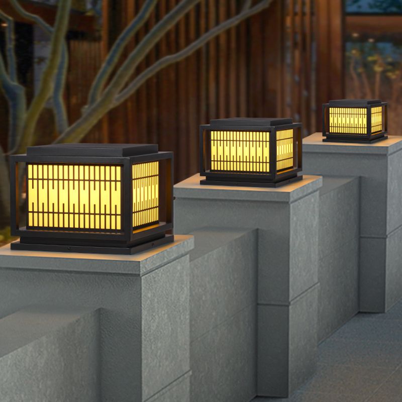 Square Shape Pillar Lamp Modern Outdoor Waterproof Light for Courtyard