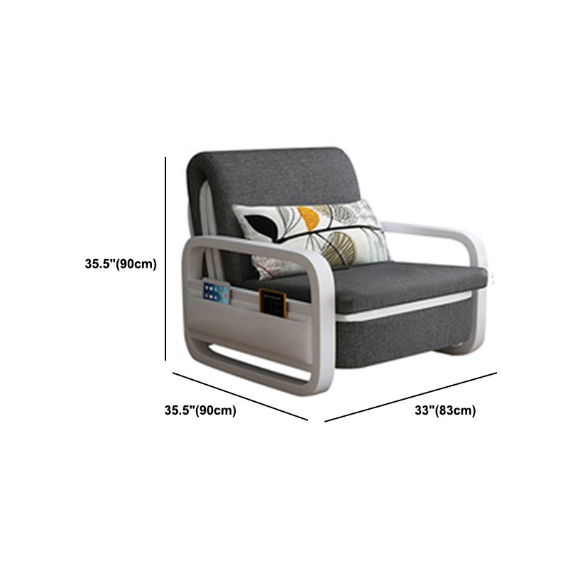 Contemporary Square Arm Convertible Cotton Blend Bed Sofa Couch in Grey