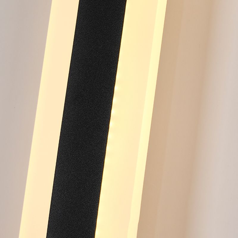 Metal Linear Shape Wall Light Modern 1 Light Wall Mounted Fixture in Black