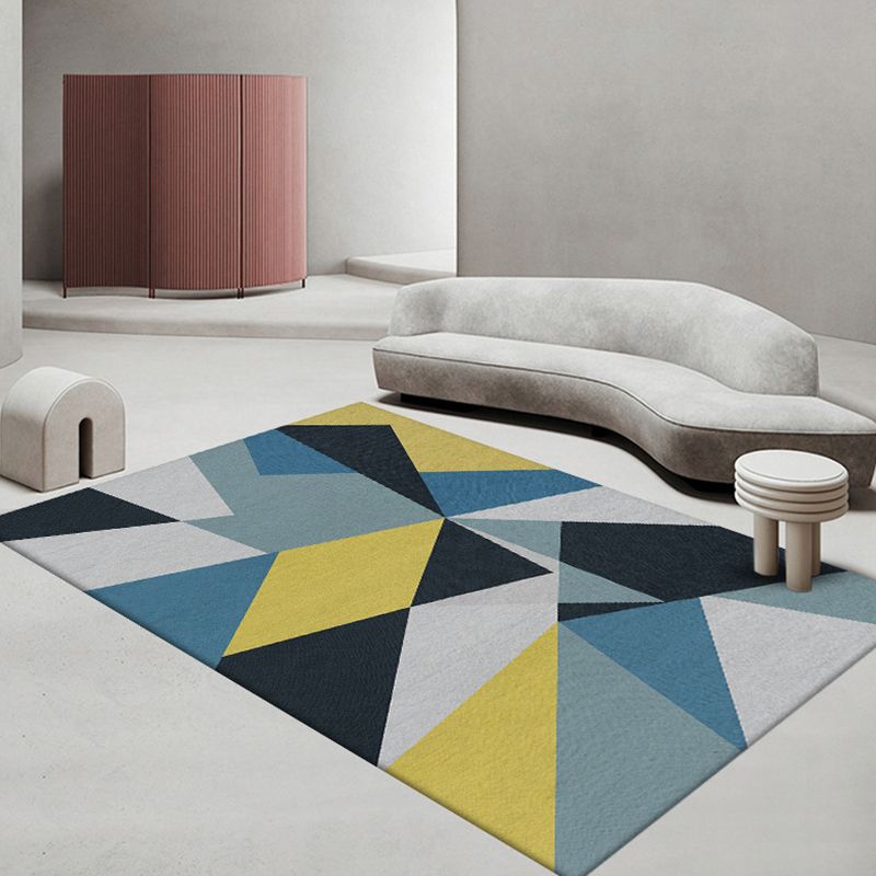 Geometric Polyester Rug Indoor Rug Washable Pet Friendly Carpet for Home Decor